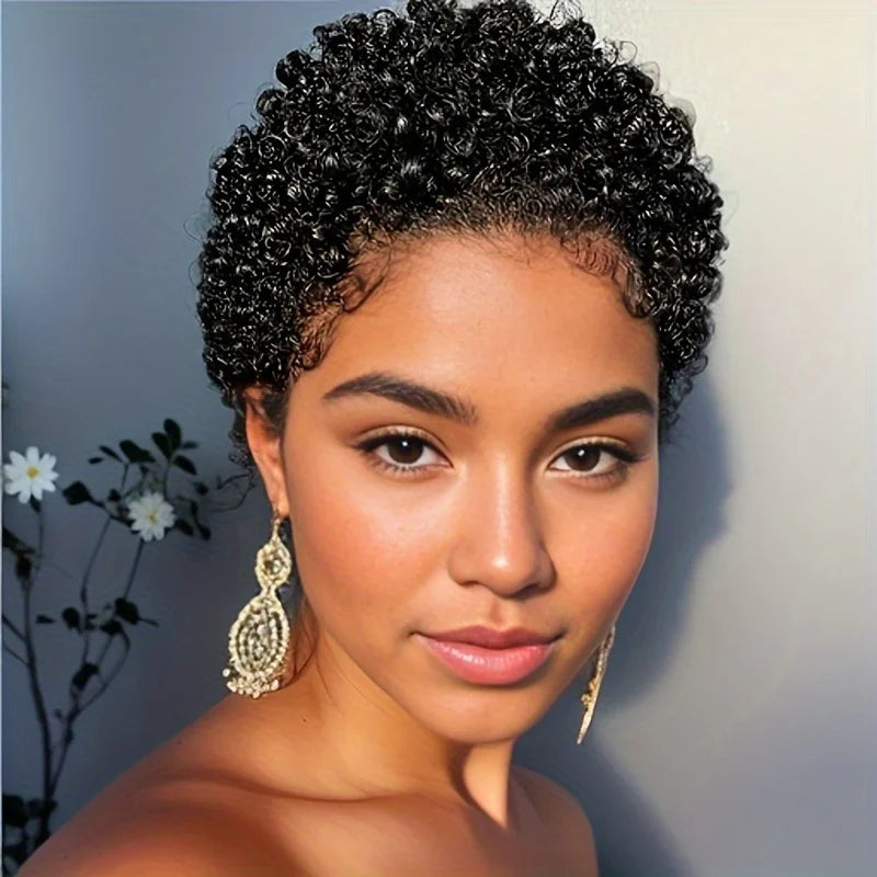 Short Afro Curly Human Hair Wig-1