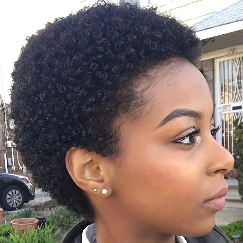 Short Afro Curly Human Hair Wig-2