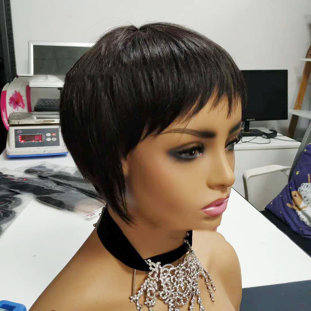 Short Straight Brazilian Human Hair Wig-0