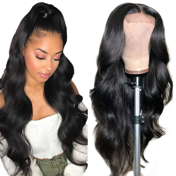 Premium Brazilian Body Wave Lace Front Wig for Black Women, 18 Inch, Pre-Plucked Hairline with Baby Hair, Natural Color, 150% Density