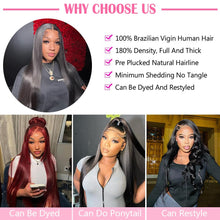 Premium 28-Inch Straight Lace Front Wig - 13X4 HD Lace, Pre-Plucked 180 Density, Glueless Design for Black Women with Baby Hair