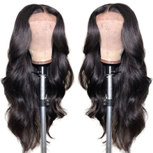 Body Wave Lace Closure Human Hair Wigs for Black Women - Brazilian Virgin 4x4 Pre-Plucked Lace Closure with Bleached Knots and Baby Hair, Natural Color, 150 Density