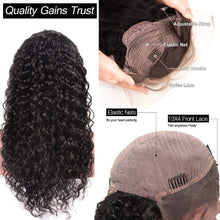 Brazilian Water Wave Curly Lace Front Wig - Glueless Human Hair Wig for Black Women, Pre-Plucked 150% Density, 13X4 Ear to Ear Lace Frontal, 20 Inch