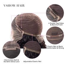 VSHOW Hair Lace Front Pre-Plucked Wigs Human Hair Indian Deep Wave Wet and Wavy Virgin Hair 130% Density 18 Inches for Black Women