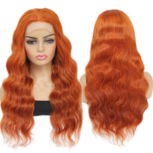 22-Inch Orange Body Wave Lace Front Wig with 4X4 HD Transparent Closure - Pre-Plucked Brazilian Human Hair Glueless Wig with Baby Hair
