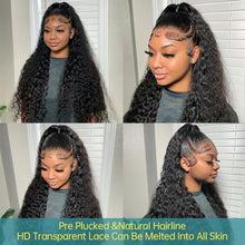 200 Density HD 13X6 Transparent Deep Water Wave Curly Human Hair Lace Frontal Wig, 30-34 Inch, 13X4 Lace Front Human Hair Wig