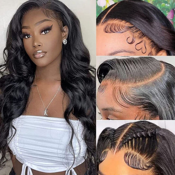13X4 Lace Front Human Hair Wigs - Body Wave, Glueless Brazilian, 150% Density, Pre-Plucked with Bleached Knots and Baby Hair, 20 Inch for Black Women