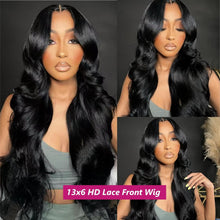 13X6 HD Lace Front Wig - 200 Density Body Wave Human Hair, Pre-Plucked Brazilian Virgin Wig for Women (28 Inch)