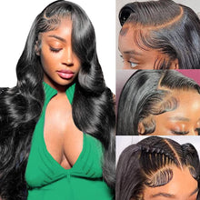 Premium HD Body Wave Lace Front Wigs for Black Women - Glueless, Pre-Plucked 10A Human Hair, 180 Density, 34 Inch, 13X6 Lace Front Design
