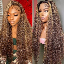 Jerry Curly Human Hair Wig with Highlight P4/30 T Closure, Glueless, Pre-Plucked and Pre-Cut Lace, 200% Density, 24 Inches, Featuring Elastic Band