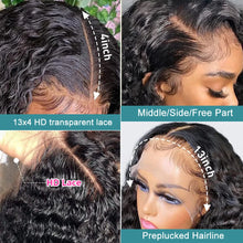 200 Density HD 13X6 Transparent Deep Water Wave Curly Human Hair Lace Frontal Wig - 30 to 34 Inch 13X4 Lace Front Human Hair Wig