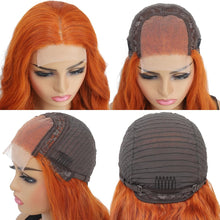 22-Inch Orange Body Wave Lace Front Wig with 4X4 HD Transparent Closure - Pre-Plucked Brazilian Human Hair Glueless Wig with Baby Hair