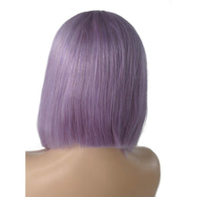 Lilac Blunt Cut Bob Wig - 10 Inch Brazilian Remy Human Hair, Non Lace Front, Middle Part, 180% Density, Ideal for Black Women