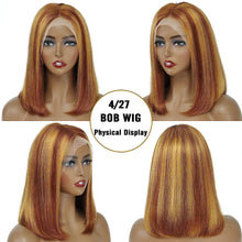 Bob Wig Human Hair Glueless Wigs Human Hair Pre Plucked Pre Cut Human Hair Wig Lace Front Wigs Human Hair 13X4 150% Density Highlight 14Inch Human Hair Wigs for Black Women