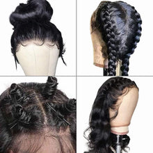 Body Wave Lace Closure Human Hair Wigs for Black Women - Brazilian Virgin 4x4 Pre-Plucked Lace Closure with Bleached Knots and Baby Hair, Natural Color, 150 Density