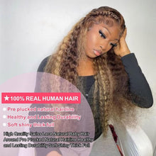 Jerry Curly Human Hair Wig with Highlight P4/30 T Closure, Glueless, Pre-Plucked and Pre-Cut Lace, 200% Density, 24 Inches, Featuring Elastic Band