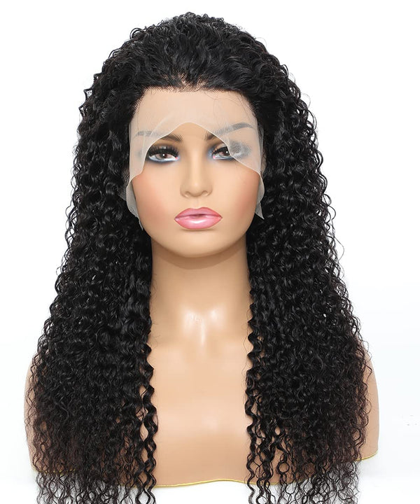 20-Inch Curly Lace Front Wig - 13x4 Human Hair Free Part Wig for Black Women, Natural Color, Pre-Plucked with Baby Hair