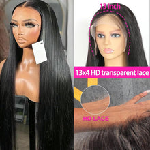 34-Inch Human Hair Lace Front Wig, 200 Density, 13x4 HD Pre-Plucked, Glueless, Straight, Natural Color for Women