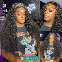 200 Density HD 13X6 Transparent Deep Water Wave Curly Human Hair Lace Frontal Wig, 30-34 Inch, 13X4 Lace Front Human Hair Wig