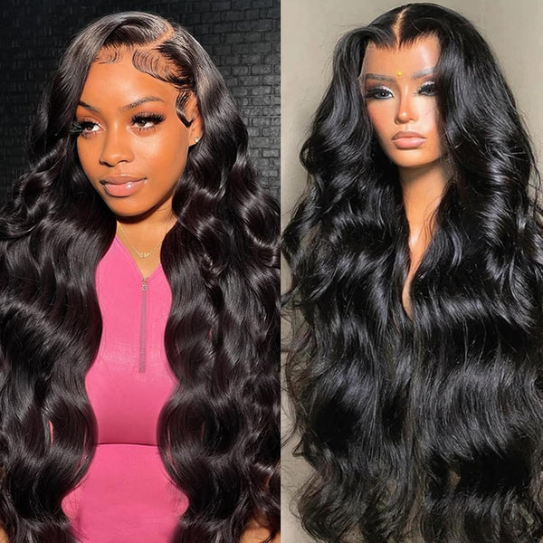 13X6 HD Lace Front Wig - 200 Density Body Wave Human Hair, Pre-Plucked Brazilian Virgin Wig for Women (28 Inch)