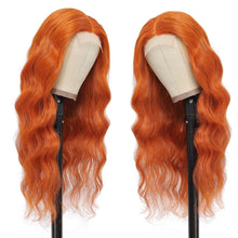 22-Inch Orange Body Wave Lace Front Wig with 4X4 HD Transparent Closure - Pre-Plucked Brazilian Human Hair Glueless Wig with Baby Hair