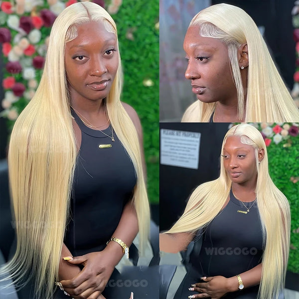 613 Transparent HD Lace Frontal Wig - 13X6 Bone Straight Blonde Human Hair Lace Front Wig - 13X4 Brazilian Pre-Plucked Human Hair