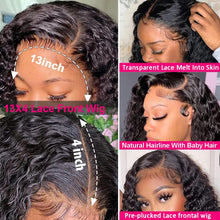 150% Density Brazilian Water Wave Lace Front Wig for Black Women - 16 Inch with Pre-Plucked Bleached Knots and Baby Hair