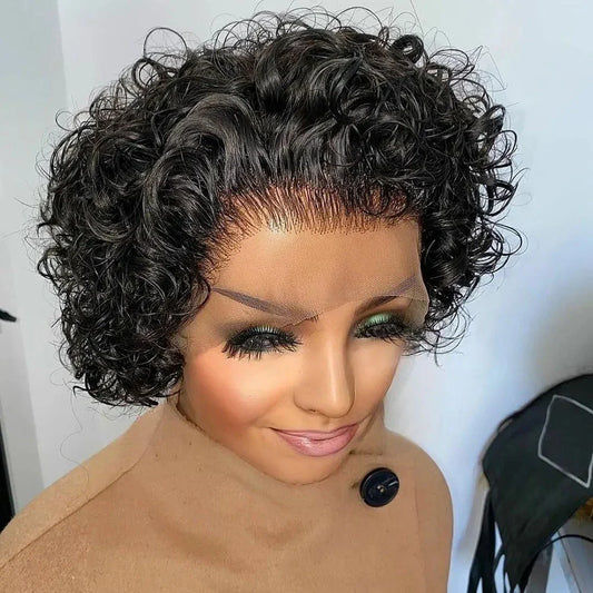 Pixie Cut Human Hair Lace Front Wig for Women-0