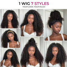 Kinky Curly Human Hair Wig 3 IN 1 Half Wigs Human Hair 250% Density Full Machine Made Clip-in With Drawstring Seamless Neomi’ Tress and Trend
