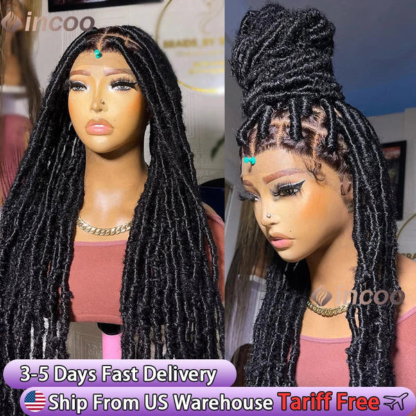 40" Long Dreadlocks Braided Wigs Synthetic Locs Full Lace Wig Braids Full Lace Front Wigs African Knotless Box Braids Hair Wig Neomi’ Tress and Trend