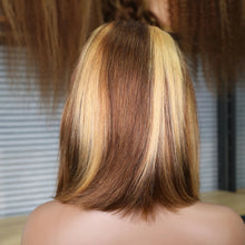 13x4 Transparent Lace Front Bob Wig Human Hair Ombre Honey Blonde 13x4 Wigs 10-16inch  4/27 Colored Transparent Frontal Lace Wig Neomi’ Tress and Trend