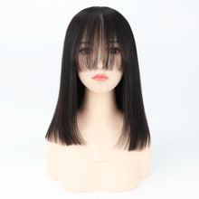14“ Human Hair Wig for Women 6X6” Silk Top with PU Around Bob Hair with Bangs Soft Breathable Natural Scalp Free Part Neomi’ Tress and Trend