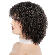 Human Hair Curly Wig With Bangs Natural Brazilian Hair Wigs For Women Short Curly Bob Wigs With Fringe 180% D Full Machine Wigs Neomi’ Tress and Trend