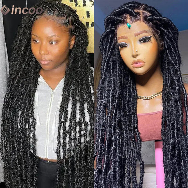 40" Long Dreadlocks Braided Wigs Synthetic Locs Full Lace Wig Braids Full Lace Front Wigs African Knotless Box Braids Hair Wig Neomi’ Tress and Trend