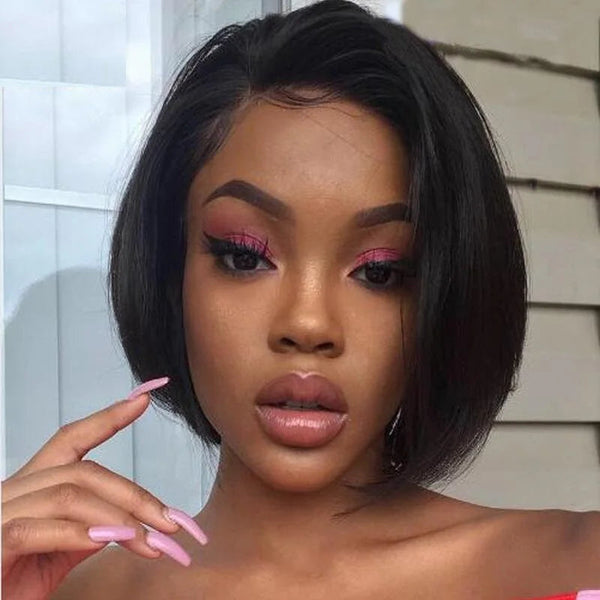 Human Hair 13X2 Wigs Short Pixie Cut Wigs Straight Bob HDTransparent Lace Frontal Wigs For Black Women 250Density Perruque Cheap Neomi’ Tress and Trend