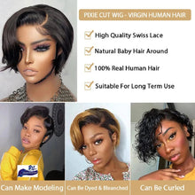 Human Hair 13X2 Wigs Short Pixie Cut Wigs Straight Bob HDTransparent Lace Frontal Wigs For Black Women 250Density Perruque Cheap Neomi’ Tress and Trend