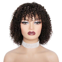 Human Hair Curly Wig With Bangs Natural Brazilian Hair Wigs For Women Short Curly Bob Wigs With Fringe 180% D Full Machine Wigs Neomi’ Tress and Trend