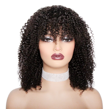 Human Hair Curly Wig With Bangs Natural Brazilian Hair Wigs For Women Short Curly Bob Wigs With Fringe 180% D Full Machine Wigs Neomi’ Tress and Trend