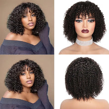 Human Hair Curly Wig With Bangs Natural Brazilian Hair Wigs For Women Short Curly Bob Wigs With Fringe 180% D Full Machine Wigs Neomi’ Tress and Trend