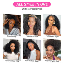 Kinky Curly Human Hair Wig 3 IN 1 Half Wigs Human Hair 250% Density Full Machine Made Clip-in With Drawstring Seamless Neomi’ Tress and Trend