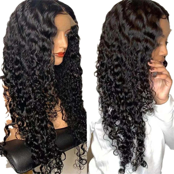 Black Curly Hair Wigs, Lace Front Wigs Human Hair Synthetic Long Black Curly Hair Natural Wig Heat Resistant Fiber Natural Hair Neomi’ Tress and Trend