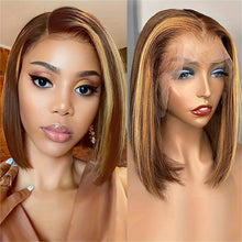 13x4 Transparent Lace Front Bob Wig Human Hair Ombre Honey Blonde 13x4 Wigs 10-16inch  4/27 Colored Transparent Frontal Lace Wig Neomi’ Tress and Trend