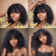 Human Hair Curly Wig With Bangs Natural Brazilian Hair Wigs For Women Short Curly Bob Wigs With Fringe 180% D Full Machine Wigs Neomi’ Tress and Trend