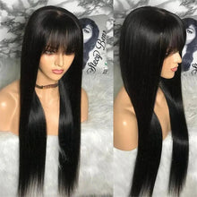 Silky Wig Human Hair Full Machine Made Straight 100% Human Hair Wigs With Bangs For Women Brazilian Cheap Wig On Sale Clearance Neomi’ Tress and Trend