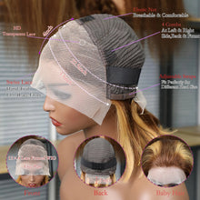 13x4 Transparent Lace Front Bob Wig Human Hair Ombre Honey Blonde 13x4 Wigs 10-16inch  4/27 Colored Transparent Frontal Lace Wig Neomi’ Tress and Trend