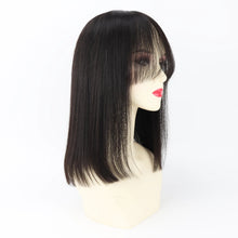 14“ Human Hair Wig for Women 6X6” Silk Top with PU Around Bob Hair with Bangs Soft Breathable Natural Scalp Free Part Neomi’ Tress and Trend