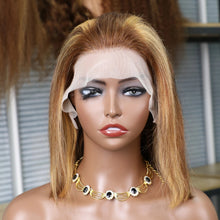 13x4 Transparent Lace Front Bob Wig Human Hair Ombre Honey Blonde 13x4 Wigs 10-16inch  4/27 Colored Transparent Frontal Lace Wig Neomi’ Tress and Trend