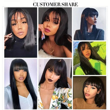 Silky Wig Human Hair Full Machine Made Straight 100% Human Hair Wigs With Bangs For Women Brazilian Cheap Wig On Sale Clearance Neomi’ Tress and Trend