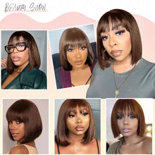 100% Human Hair Wig With Bangs Brazilian Straight Bangs Bob Wigs Full Machine Made Wig For Women Short Bob Wigs Neomi’ Tress and Trend