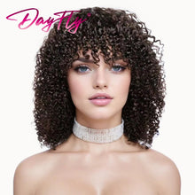 Human Hair Curly Wig With Bangs Natural Brazilian Hair Wigs For Women Short Curly Bob Wigs With Fringe 180% D Full Machine Wigs Neomi’ Tress and Trend